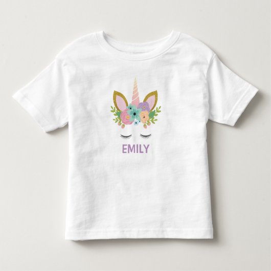 Magical Unicorn Personalized name glitter girly Kinder Shirts (Voorkant)