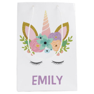 Magical Unicorn Personalized name glitter girly Medium Cadeauzakje