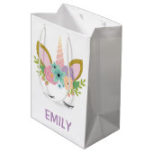 Magical Unicorn Personalized name glitter girly Medium Cadeauzakje (Achterkant Gekanteld)