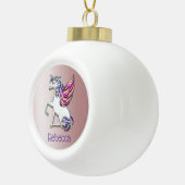 Magical Unicorn Personalized Pink Keramische Bal Ornament (Rechts)