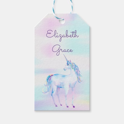Magical Unicorn Rainbow Lavender Pink Turquoise Cadeaulabel (Voorkant)