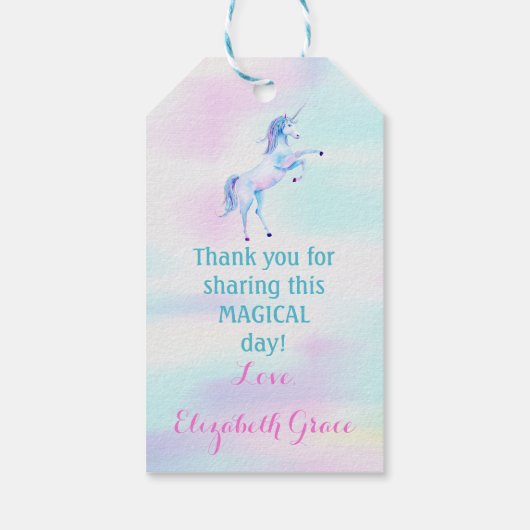 Magical Unicorn Rainbow Lavender Pink Turquoise Cadeaulabel (Achterkant)
