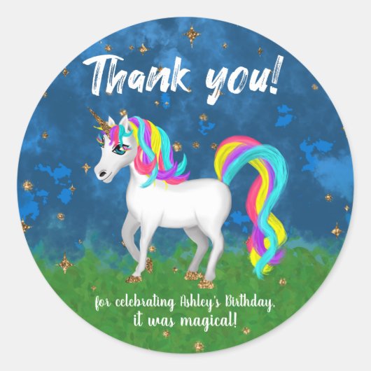 Magical Unicorn Ronde Sticker (Voorkant)