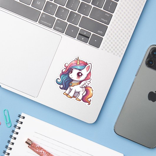Magical Unicorn Sticker (Laptop met iPhone)