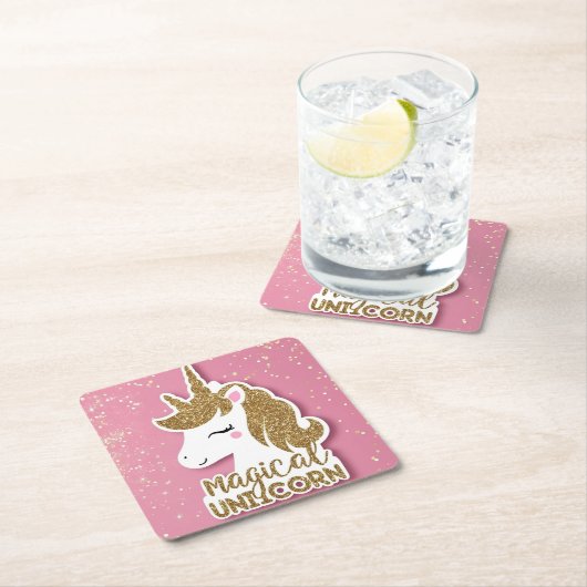 Magical Unicorn Vierkante Kartonnen Onderzetter (Insitu)