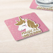 Magical Unicorn Vierkante Kartonnen Onderzetter (Schuin)
