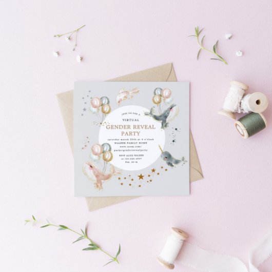 Magical Whales Virtual Genre Reveal Invitation