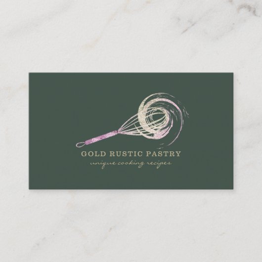 Magical Whisk Bakery Bling Pastry Chef sage green Visitekaartje (Voorkant)