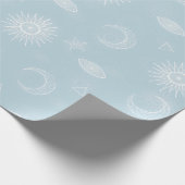 Magical White Moon Sun Stars Blue pattern Cadeaupapier (Hoek)