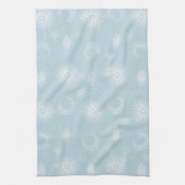Magical White Moon Sun Stars Blue pattern Theedoek (Verticaal)