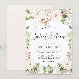 Magical White Winter Wonderland Blush Sweet 16 Kaart