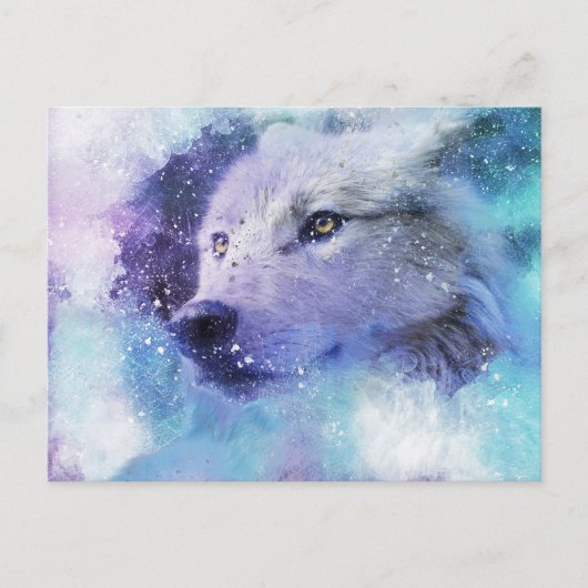 Magical White Wolf Spirit Animal Painting Briefkaart (Voorkant)