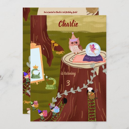 Magical Wishes Uil Betoverde verjaardag Kaart (Voorkant / Achterkant)