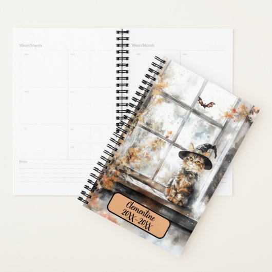 Magical Witch Cat Undated Appointment Book Diary (Devant avec enveloppe)