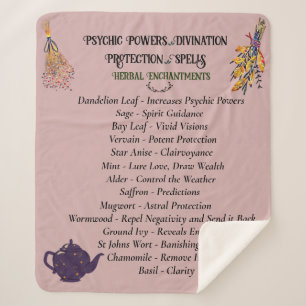 Magical Witch Herbal Pink Sherpa Deken