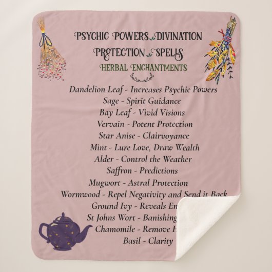 Magical Witch Herbal Pink Sherpa Deken (Voorkant)
