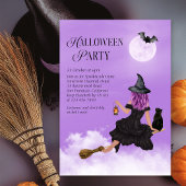 Magical Witch Paarse Halloween Uitnodiging