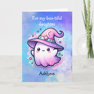 Magical Witch Pet Ghost Happy Halloween Daughter Kaart