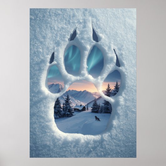 Magical Wolf Paw Print Winter Landscape (Voorkant)