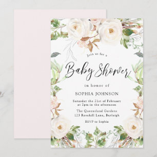 Magical Wonderland Greenery Blush Baby shower Kaart