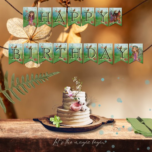 Magical Woodland Fairy Eerste Verjaardag Bunting F Vlaggetjes