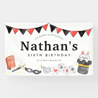 Magician Rabbit Wand Magic Show Verjaardagsfeest Spandoek