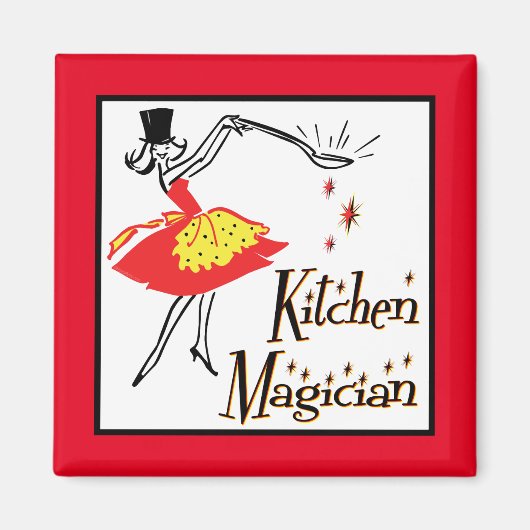 Magicien de cuisine Cuisine rétro Magnet d'art (Devant)