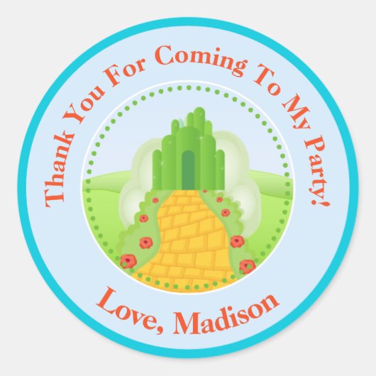 Magicien De Oz Anniversaire Fête Favoriser Sticker (Devant)