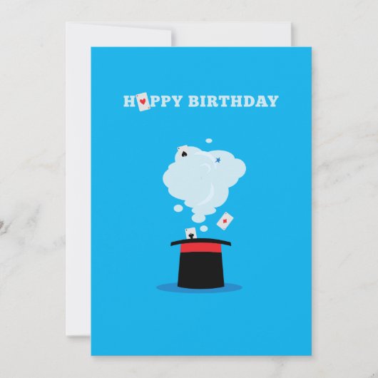 Magicien Top Chapeau & Cartes de Jeu Anniversaire (Devant)