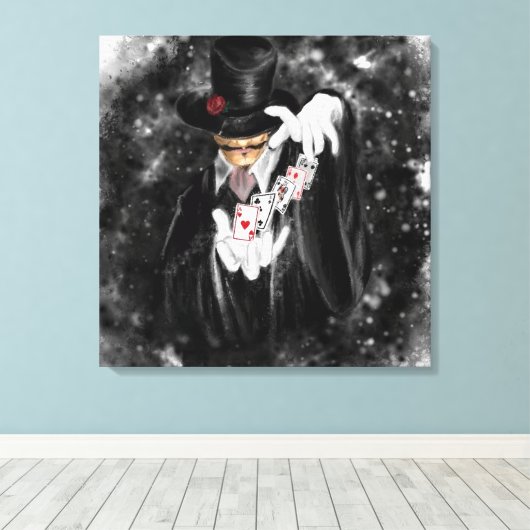 Magicische kaarten en speelkaarten Abracadabra - T Canvas Afdruk (Insitu (Houten vloer))