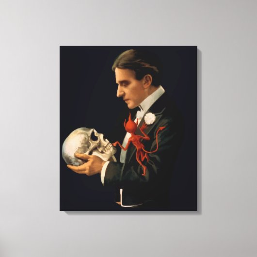 Magicus, Thurston Houdt een menselijke schedel va Canvas Afdruk (Voorkant)