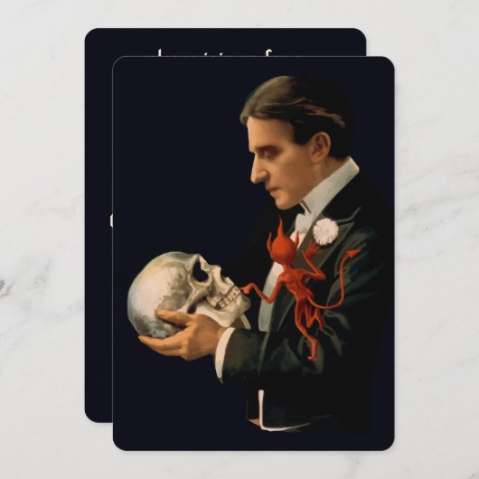  Magicus Thurston & Human Skull Halloween Kaart (Voorkant / Achterkant)