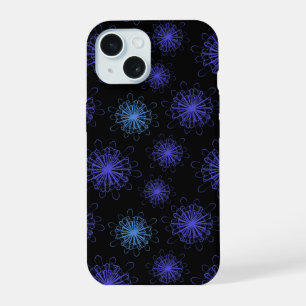 Magie de Luxe Fleur Bleu Violet Noir Art Abstrait