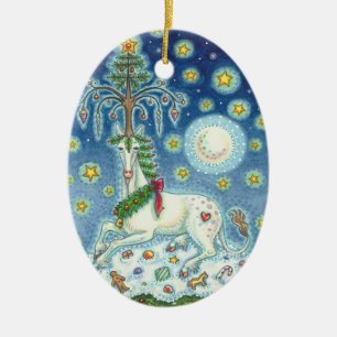 MAGIE D'UNE UNICORNE DE NOËL, ORNEMENT CHEVAL Oval