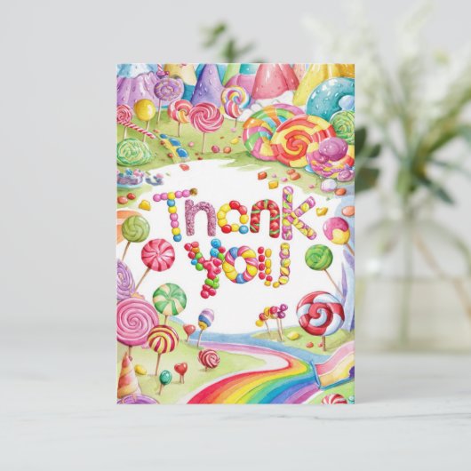 Magie enchantée Candyland carte de remerciements (Debout devant)