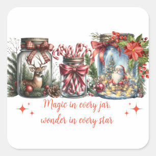 Magie in elke pot kerst herten Santa Snoep Vierkante Sticker