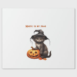 Magie in mijn poten � Halloween kat ontwerp klassi Cadeaupapier