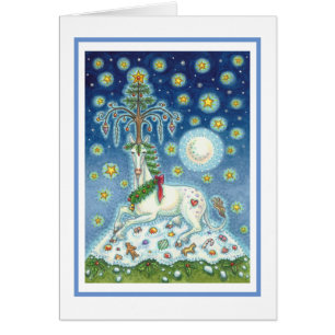 MAGIE NOËL UNICORN VACANCES CARTE DE REPRÉSENTATIO