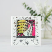 MAGIE VAN DE LENTE, Fuchsia,Groen Geel,Zwart Kaart (Staand voorkant)