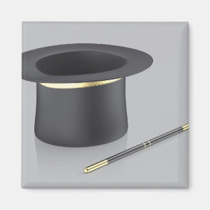 Magiër hoge hoed en toverstaf magneet