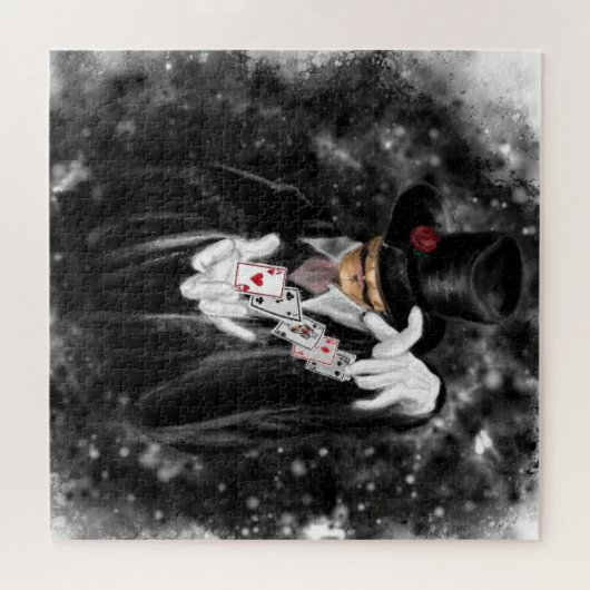 Magiër met speelkaarten Abracadabra Puzzel Legpuzzel (Horizontaal)