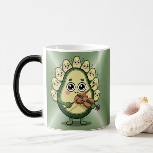 Magique Avocado Playing Violin Morphing Mug (Avec donut)