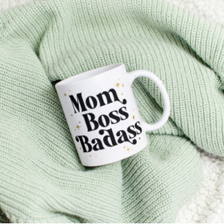 Magique Bold Maman Boss Badass Cafe Mug Modern Black Gold
