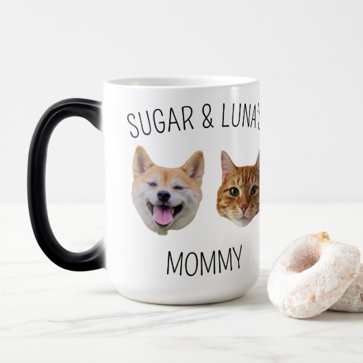 Magique Chat de chien personnalisé visage Mug, Mug cadeau (Avec donut)
