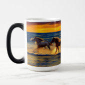 Magique Chevaux Au Coucher Du Soleil Mug (Gauche)