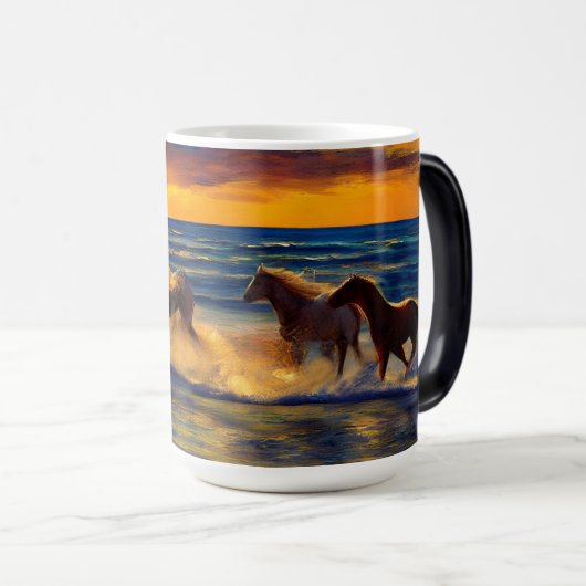 Magique Chevaux Au Coucher Du Soleil Mug (Devant droit)