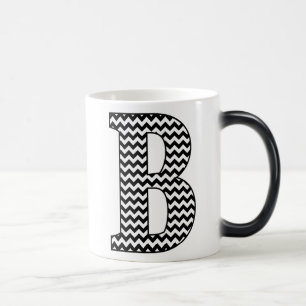 Magique Chevron noir et blanc B Monogramme Mug de morphing