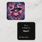 Magique Coeurs Sorcière Valentines Carte de note d (Devant / Derrière)