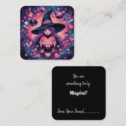 Magique Coeurs Sorcière Valentines Carte de note d (Devant / Derrière)
