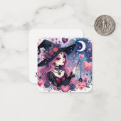 Magique Coeurs Sorcière Valentines Carte de note d (Devant/Arrière en situation)